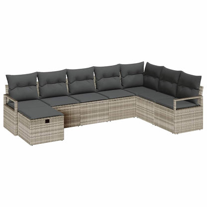Bankstel met kussen met opslag Lichtgrijs poly rattan