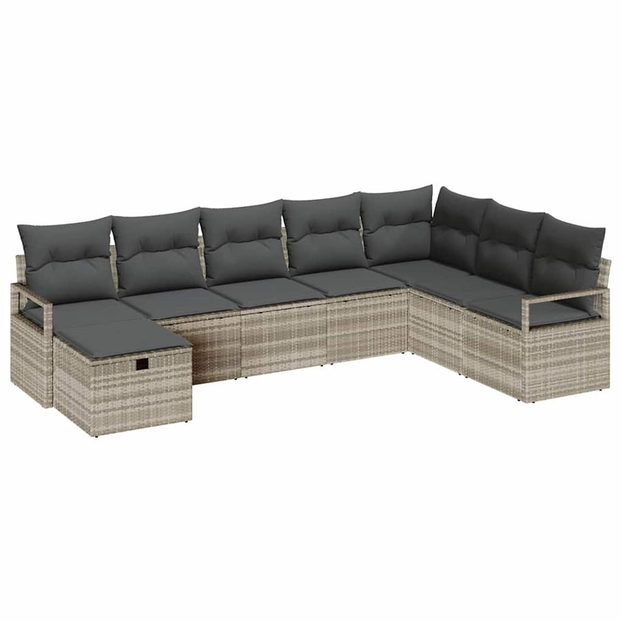 Bankstel met kussen met opslag Lichtgrijs poly rattan