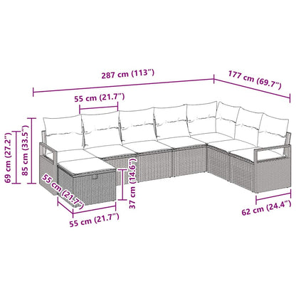 Tuin Sofa Set 8 Pcs 287 X 177 X 85 Cm Poly Riet Zwart Zwart zonder tafel