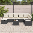 Loungebank set poly rattan 9-delig zwart crème