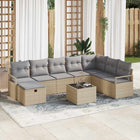 Modulaire bankstel set poly rattan beige lichtgrijs
