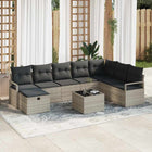Loungeset 9-delig poly rattan lichtgrijs