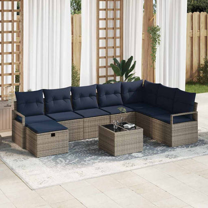 Bankstel met kussen met opslag Grijs poly rattan