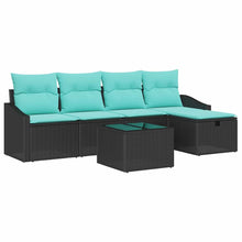Bankstel met kussen met opslag 6 pcs Zwart poly rattan