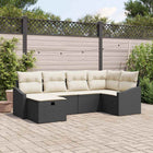 Bankstel poly rattan 6-delig zwart crème