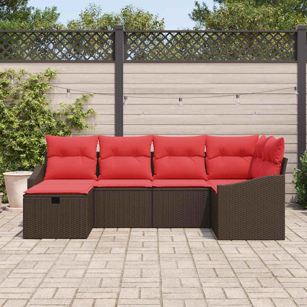 Bankstel 6 st Bruin poly rattan