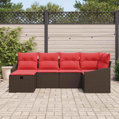 Bankstel 6 st Bruin poly rattan