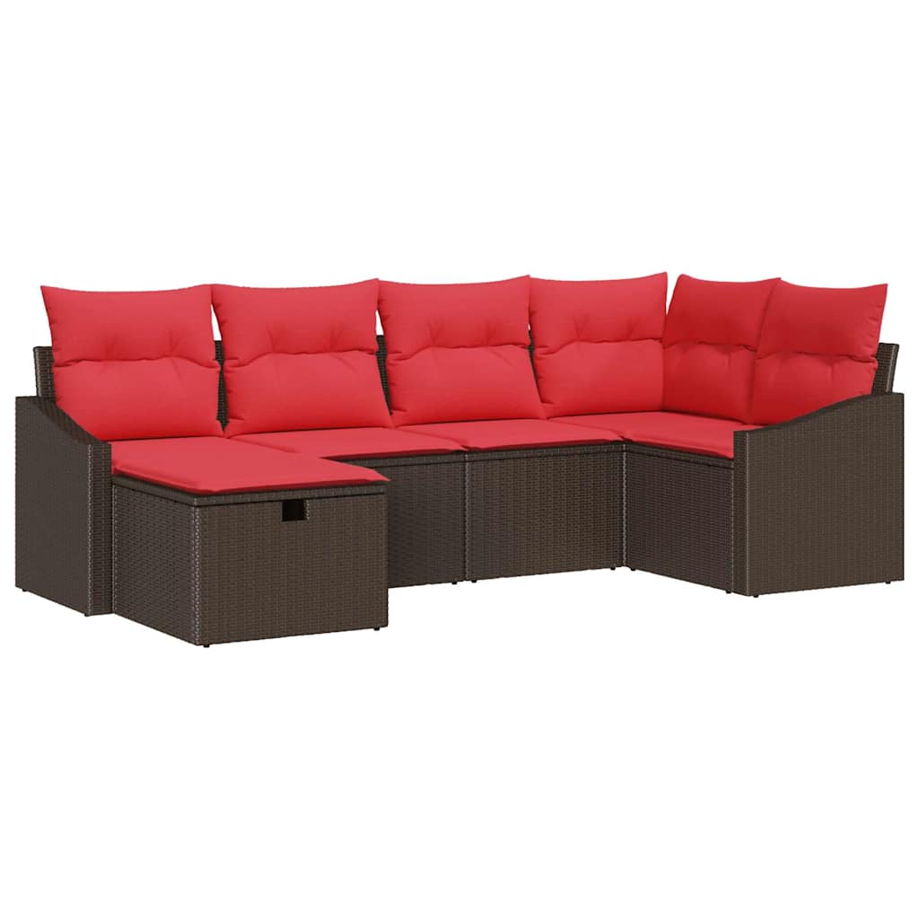 Bankstel 6 st Bruin poly rattan