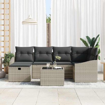 Tuin Sofa Set met kussen met opslag 7 pcs Licht grijs, Grijs