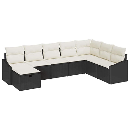 Tuin Sofa Set met kussen 8 pcs Zwart Poly riet