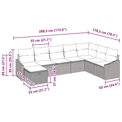 Tuin Sofa Set met kussen 8 pcs Zwart Poly riet