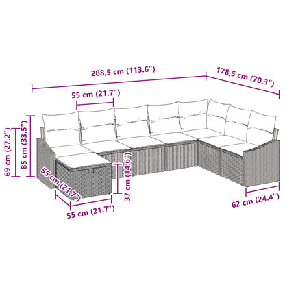Tuin Sofa Set met kussen 8 pcs Zwart Poly riet