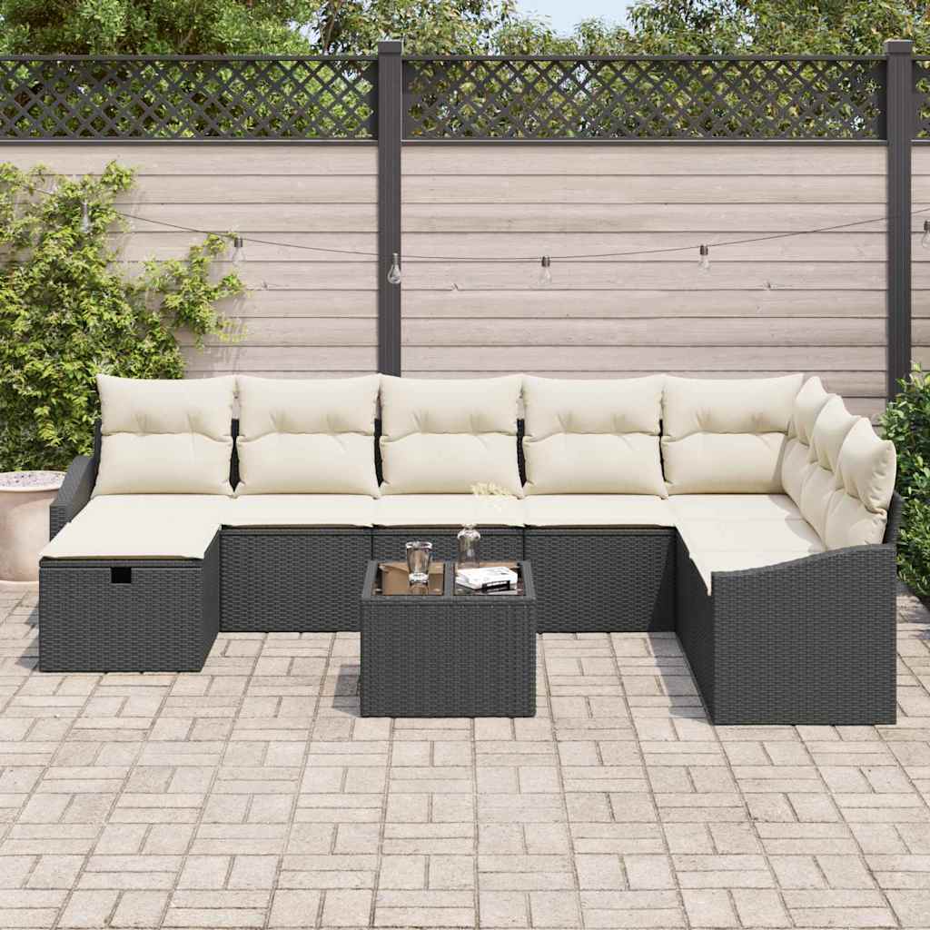 Tuin Sofa Set met kussen met opslag 9 pcs poly rattan