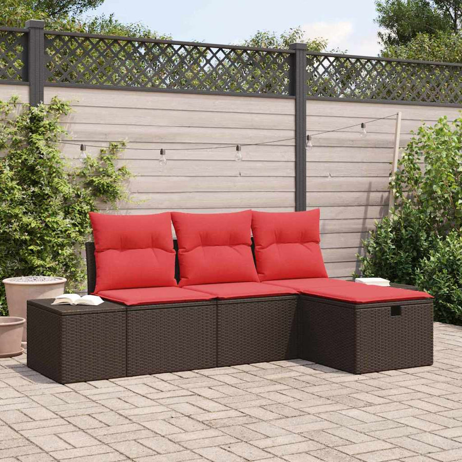 Tuin Sofa Set met kussen met opslag 4 pcs poly rattan