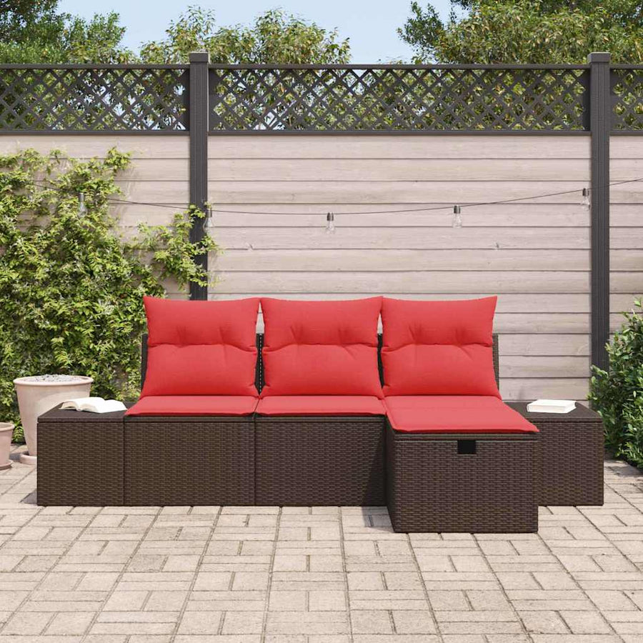 Tuin Sofa Set met kussen met opslag 4 pcs poly rattan