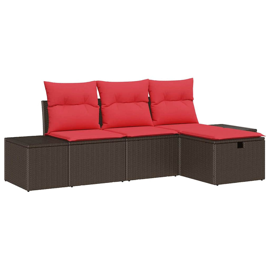 Tuin Sofa Set met kussen met opslag 4 pcs poly rattan
