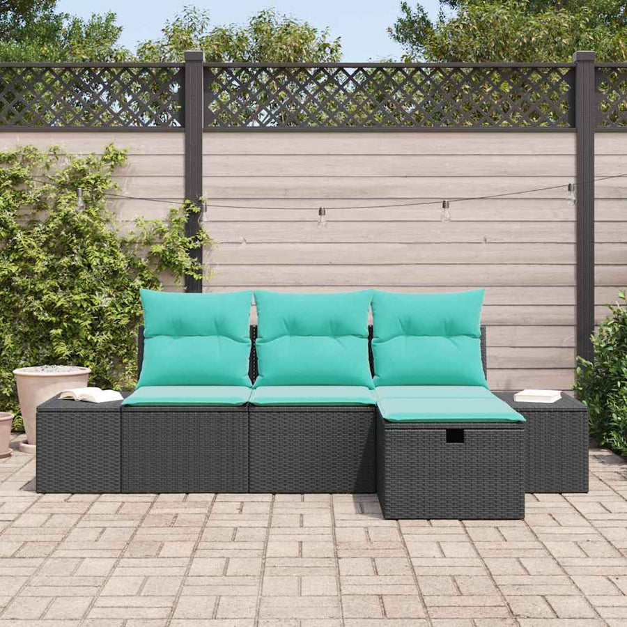 Tuin Sofa Set met kussen met opslag 4 pcs poly rattan