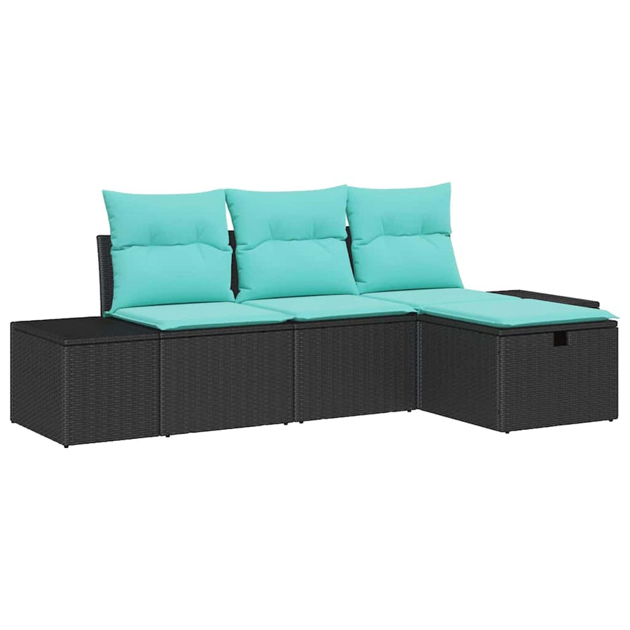 Tuin Sofa Set met kussen met opslag 4 pcs poly rattan