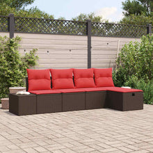 Tuin Sofa Set met kussen 5 pcs Bruin poly rattan