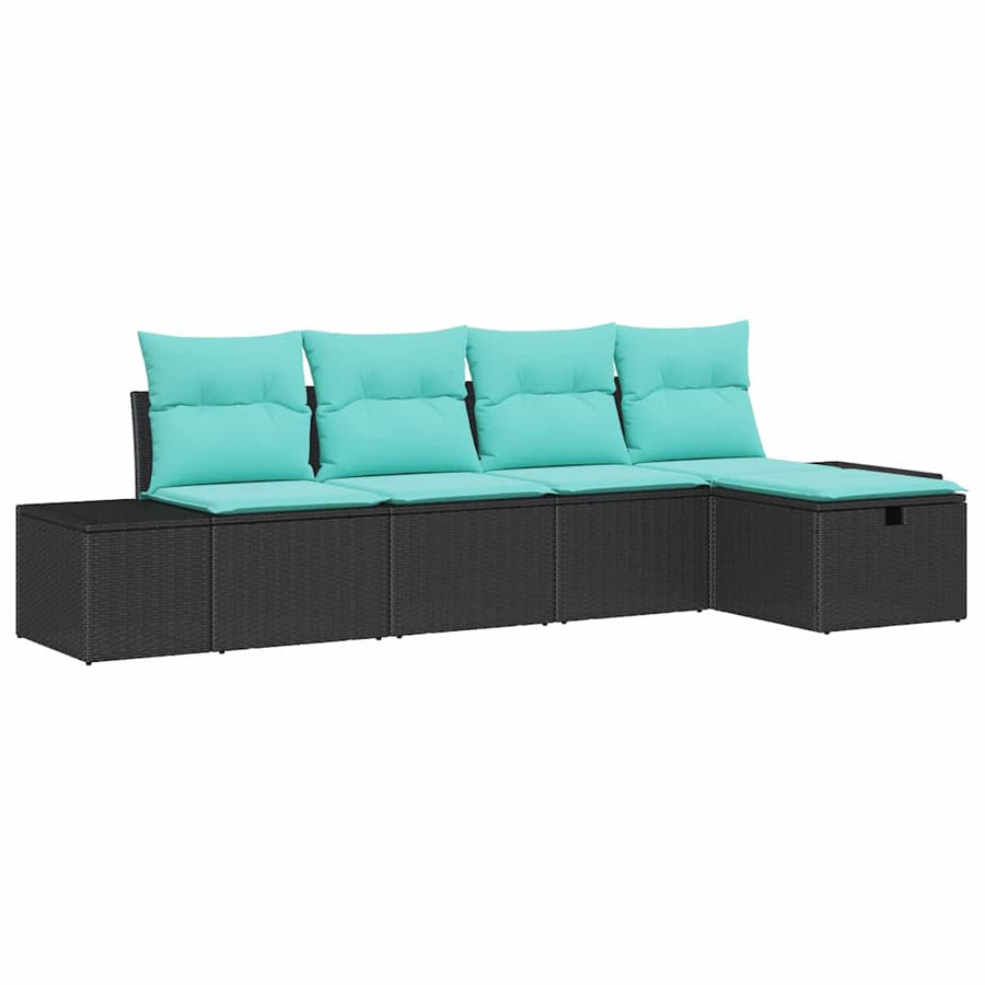 Tuin Sofa Set met kussen 5 pcs Zwart poly rattan