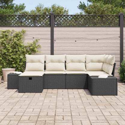 Tuin Sofa Set met kussen 6 pcs Zwart poly rattan
