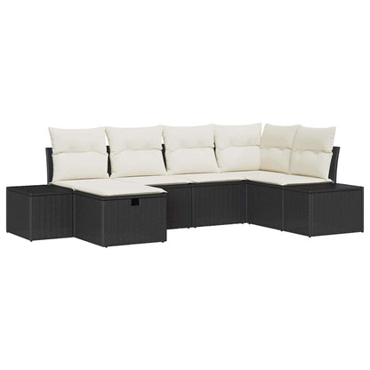 Tuin Sofa Set met kussen 6 pcs Zwart poly rattan