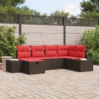 Garden Sofa Set with Cushions 6 pcs Brown Poly Rattan