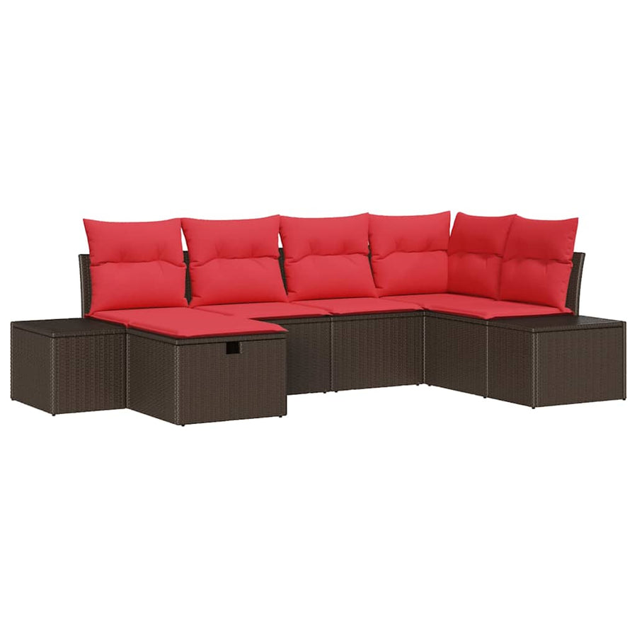 Tuin Sofa Set met kussen 6 pcs Bruin poly rattan
