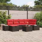 Garden Sofa Set with Cushions 7 pcs Brown poly rattan