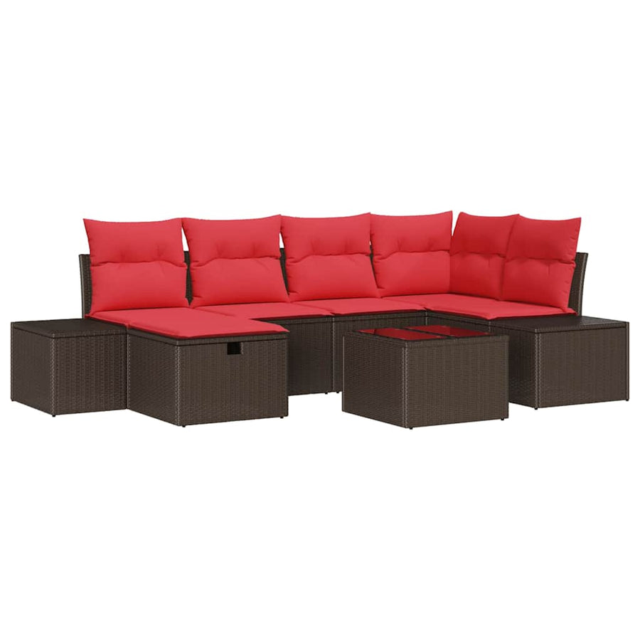 Tuin Sofa Set met kussen 7 pcs Bruin poly rattan