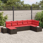 Garden Sofa Set with Cushions 7 pcs Brown poly rattan