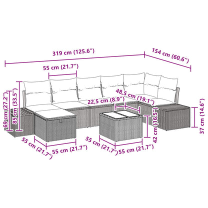 Tuin Sofa Set met kussen 8 pcs Bruin poly rattan