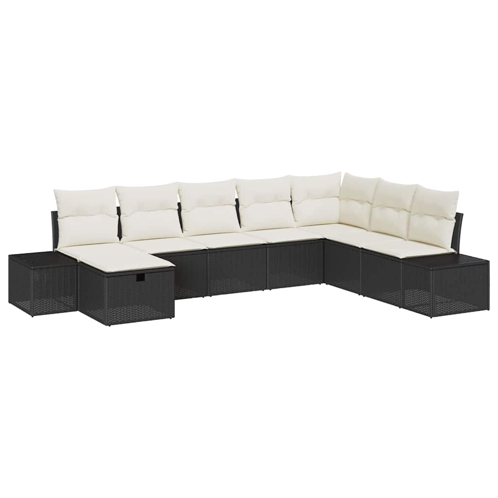 Tuin Sofa Set met kussen 8 pcs Zwart poly rattan