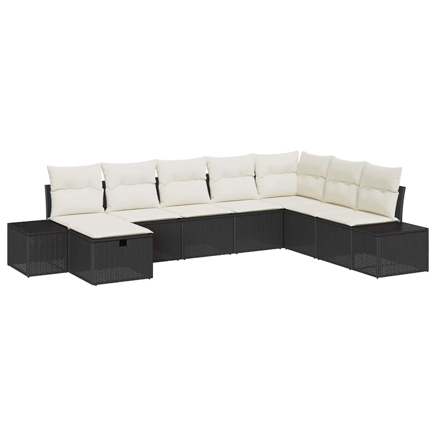 Tuin Sofa Set met kussen 8 pcs Zwart poly rattan