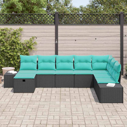Tuin Sofa Set met kussen 8 pcs Zwart poly rattan