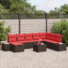 Garden Sofa Set with cushions 9 pcs Brown poly rattan