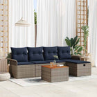 Garden lounge set with cushion and storage 6 pcs Grey poly rattan