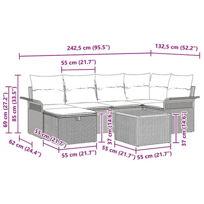 Tuinbankenset met kussen met opslag 7 pcs Zwart poly rattan