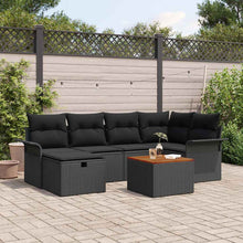 Tuinbankenset met kussen met opslag 7 pcs Zwart poly rattan