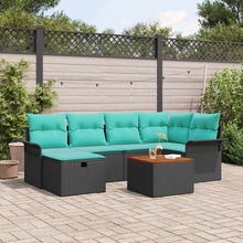 Tuinbankenset met kussen met opslag 7 pcs Zwart poly rattan
