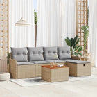 Garden sofa set with cushion with storage 6 pcs Beige poly rattan