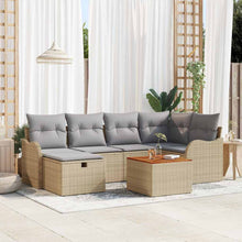 Tuinbankenset met kussen met opslag 7 pcs Beige poly rattan