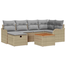 Tuinbankenset met kussen met opslag 7 pcs Beige poly rattan