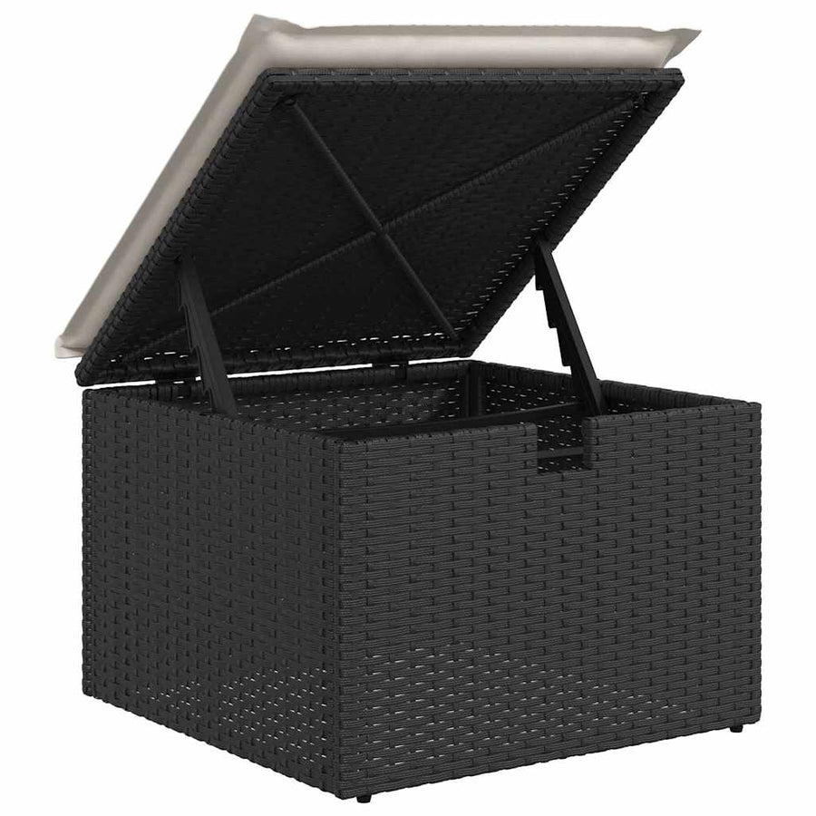 Tuinbankenset met kussen met opslag 8 pcs Zwart poly rattan