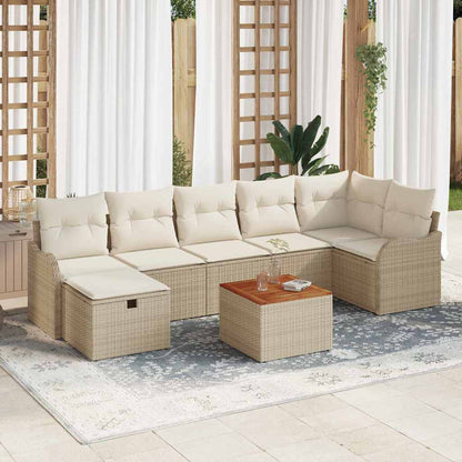 Tuinbankenset met kussen met opslag 8 pcs Beige poly rattan