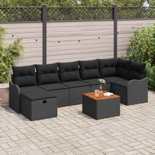 Tuinbankenset met kussen met opslag 8 pcs Zwart poly rattan