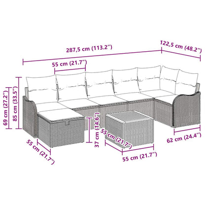 Tuinbankenset met kussen met opslag 8 pcs Zwart poly rattan