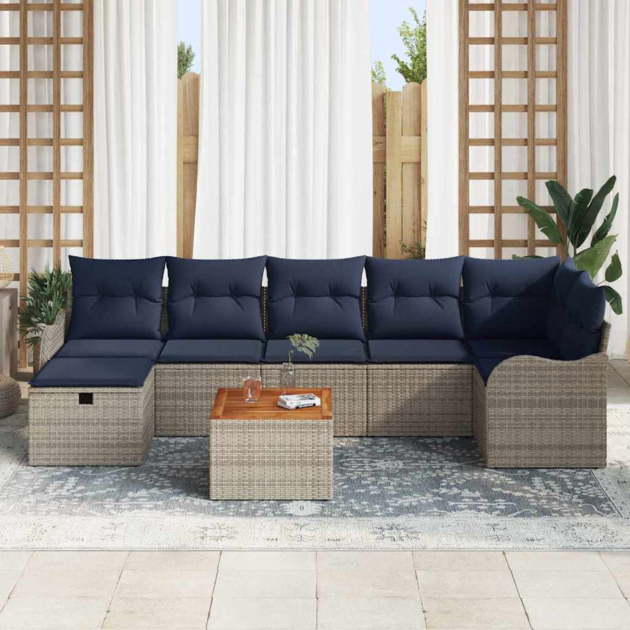 Tuinbankenset 8 st Grijs poly rattan