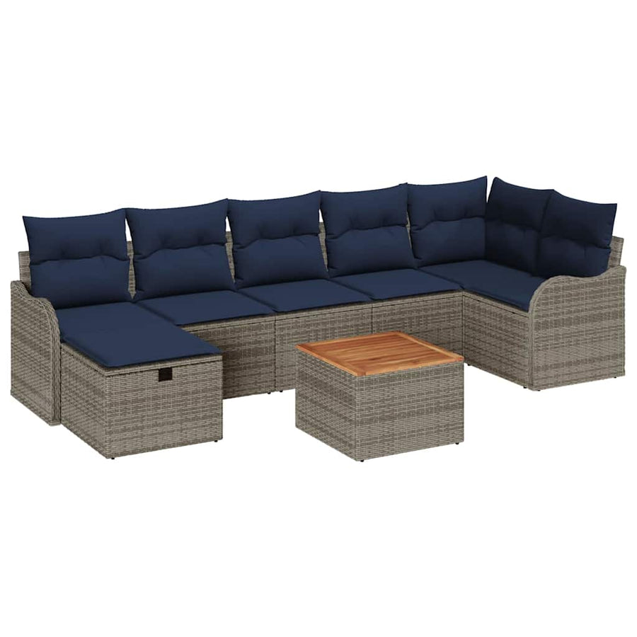 Tuinbankenset 8 st Grijs poly rattan