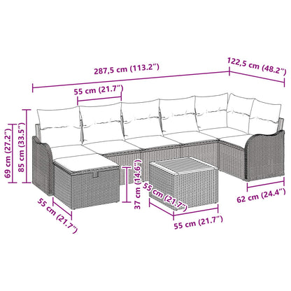 Tuinbankenset 8 st Grijs poly rattan